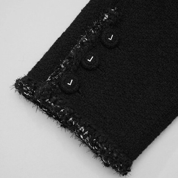 CHICJOC LEBOY Black Wide Shoulder BF Coat Luxury 100% Wool size 36 - Picture 8 of 13